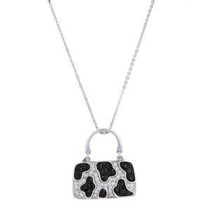 Mirabelle Sapphire Diamond Animal Print Purse Necklace 18" WhiteGold 18k Handbag